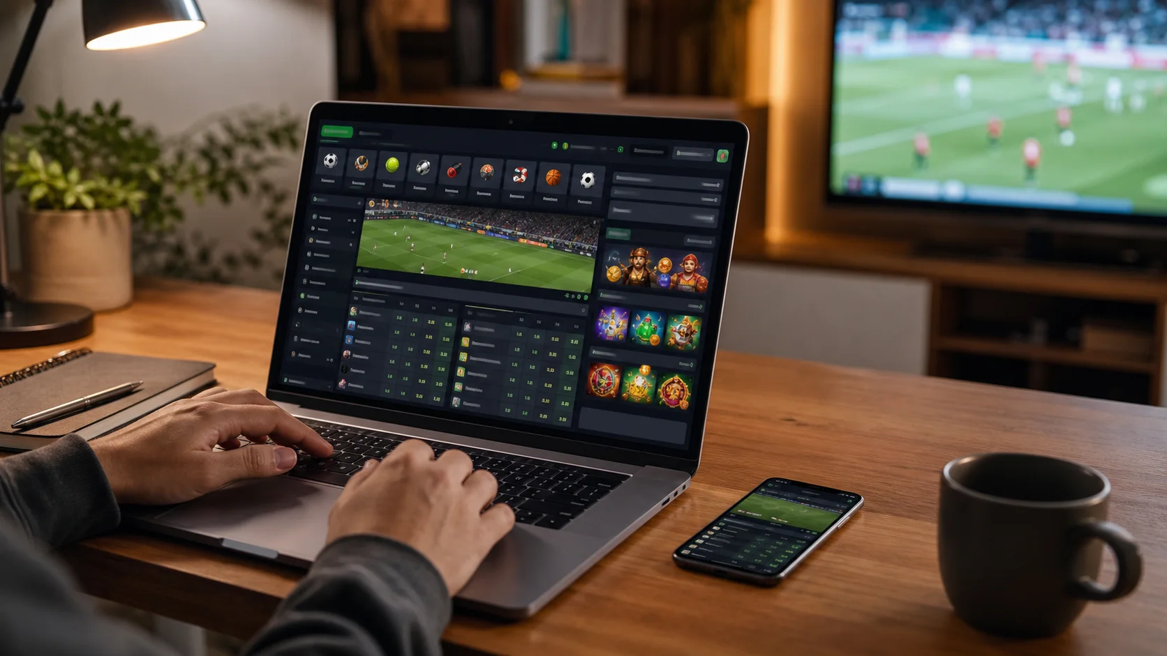 Plataforma fortunetiger em notebook e celular com apostas esportivas e cassino online